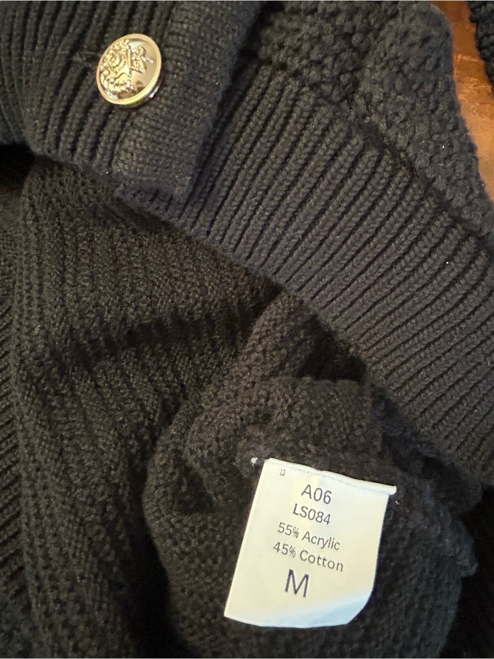 Lillusory Woman’s Black Knit Button-Up Cardigan with Gold Buttons SZ M EUC - Picture 11 of 11